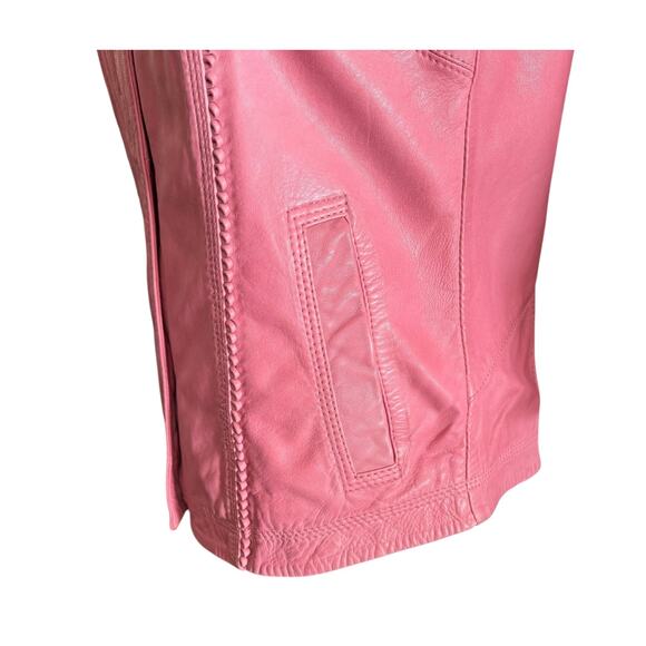 Overland Azura Washed Rose 100% Lambskin Leather Moto Jacket Size XXS Lined - Picture 9 of 13